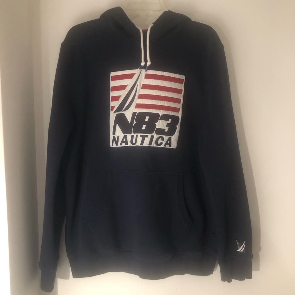Nautica Blue Sail Mens Hooded Sweatshirt Sz. XL Navy Blue